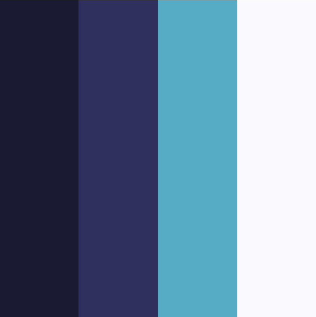 Paleta de color de Ricketts Lab: azul noche, azul profundo, celeste y blanco